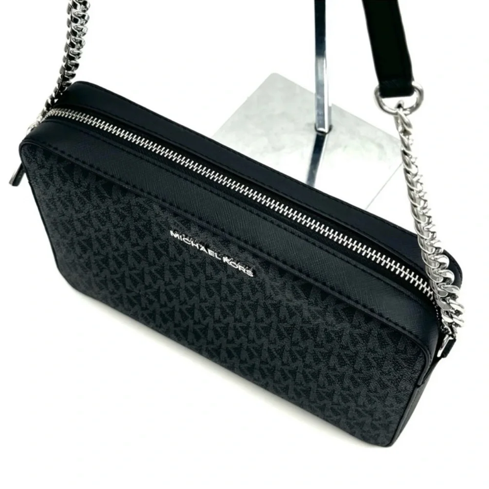 Michael Kors Large Jet Set Item EW Crossbody Bag Black Signature - Picture 6 of 11
